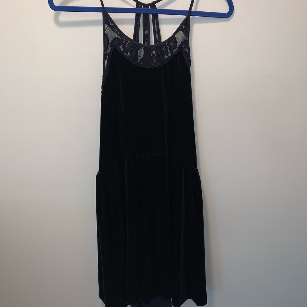 Free People Stretch Velvet Lace Mini Dress